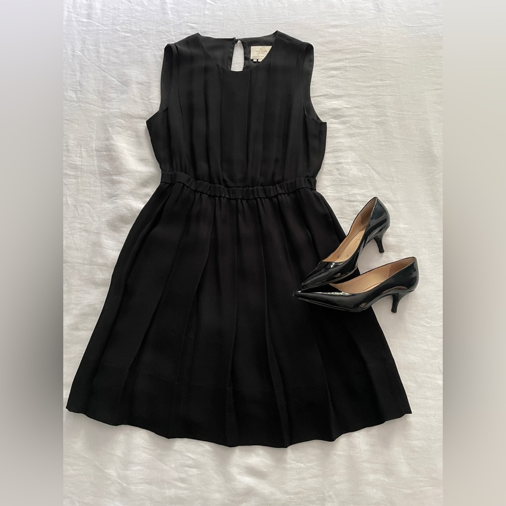 Kate Spade black pleated midi dress (size 10)